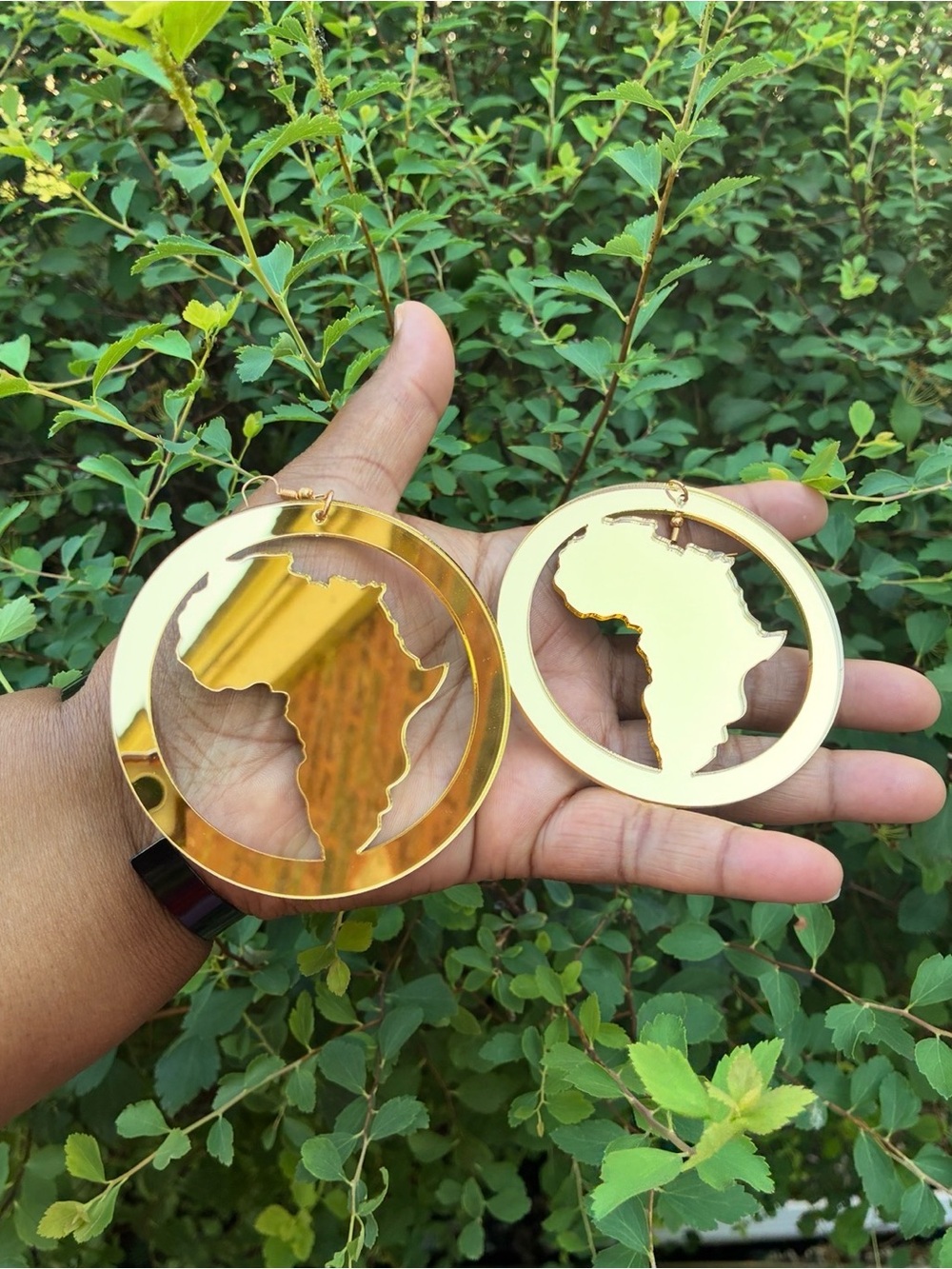 Gold Africa Cutout Hoop Earrings